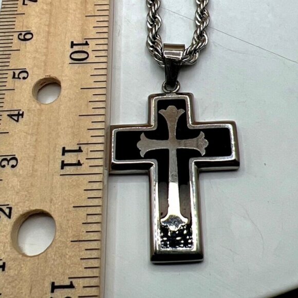 Stainless Steel Cross Necklace & Saint Benedict Bracelet.  B90 - Picture 11 of 16